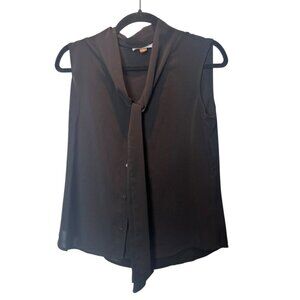 Calvin Klein Sleeveless Black Tie-Neck Blouse Size Small